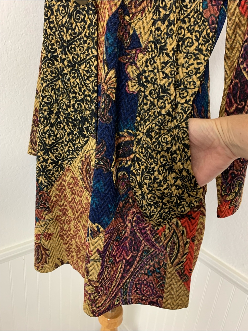 Susan Graver Longline Paisley Cardigan Topper Women’s MP One Button Colorful - Picture 5 of 14